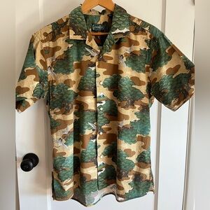 Gitman Bros Vintage Short Sleeve Camp Shirt in Fuji Crane L